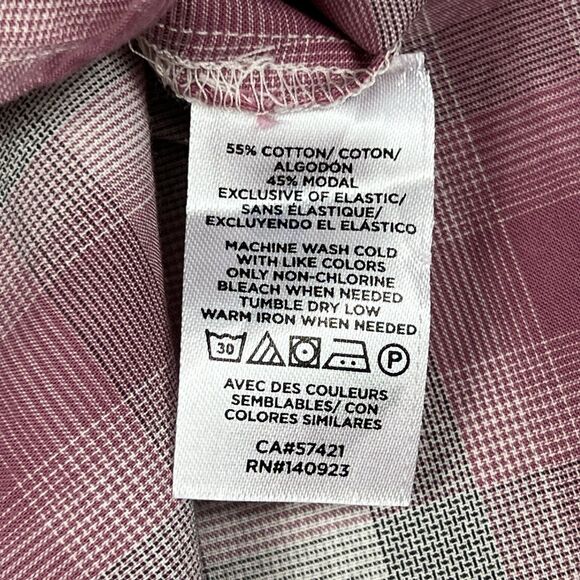 NEW Loft Pink Gray Plaid Smocked Button Front Long Sleeve Top Women’s XL - Picture 8 of 9